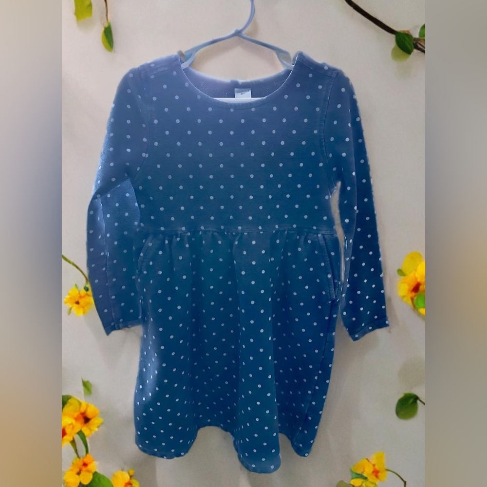 OshKosh B'gosh Navy Polka Dot Long Sleeve Dress Girl.